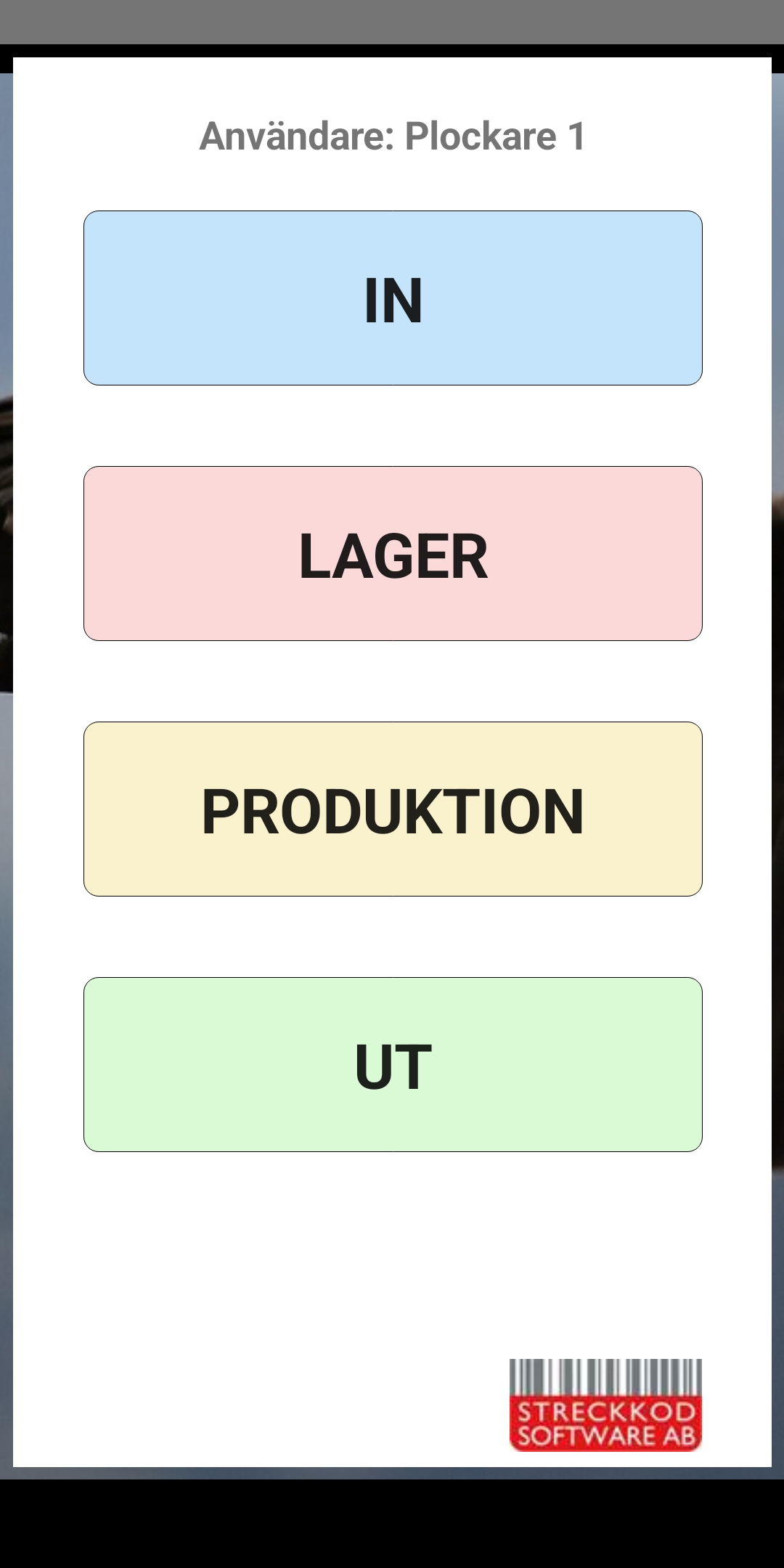 Lager-app startmeny