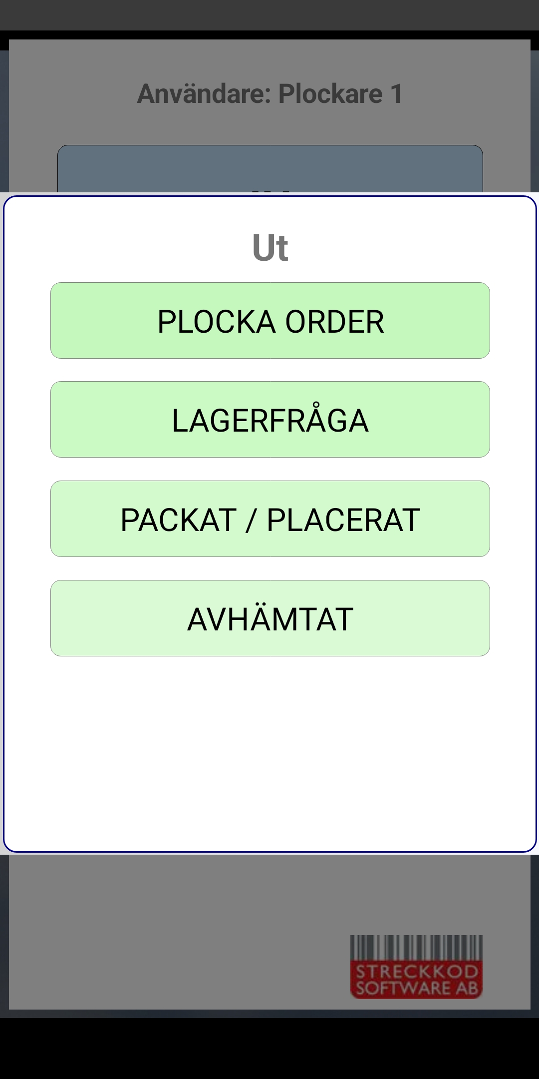 Lager-app ordermeny